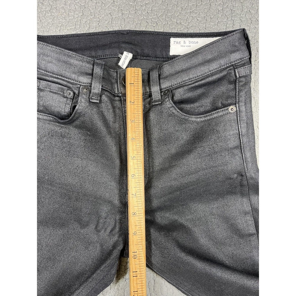 Rag & Bone Jeans Womens 27 Shiny Black High Rise Skinny Denim Stretch Coated - Picture 13 of 16